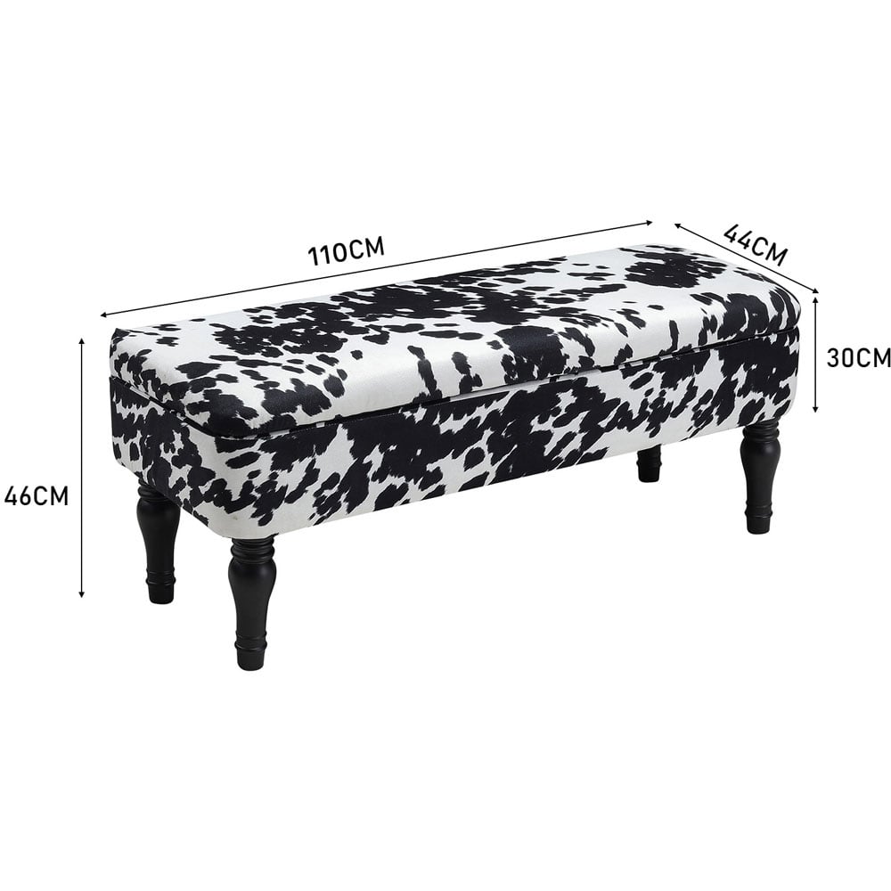 Living and Home Cow Print Upholstered Storage Bench Image 7