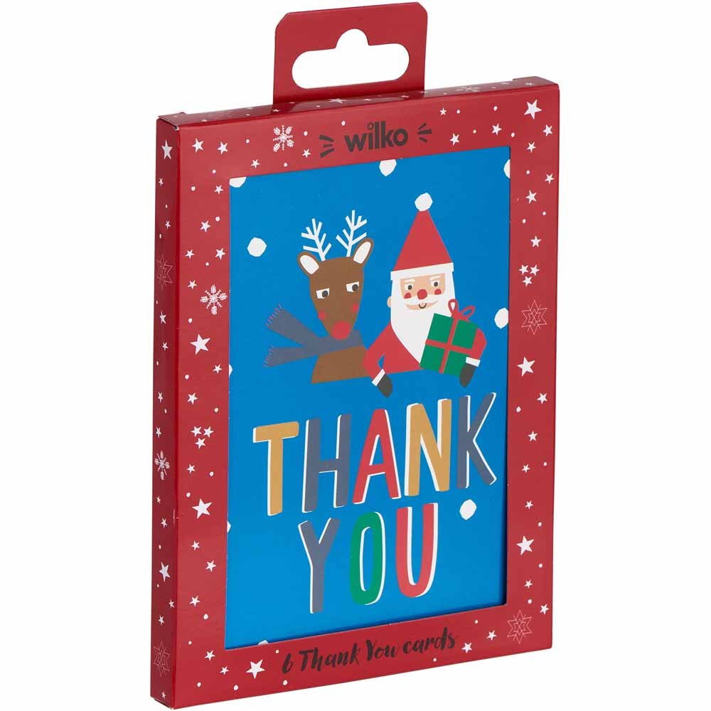 Wilko Christmas Thank You Cards 6 Pack Image 1
