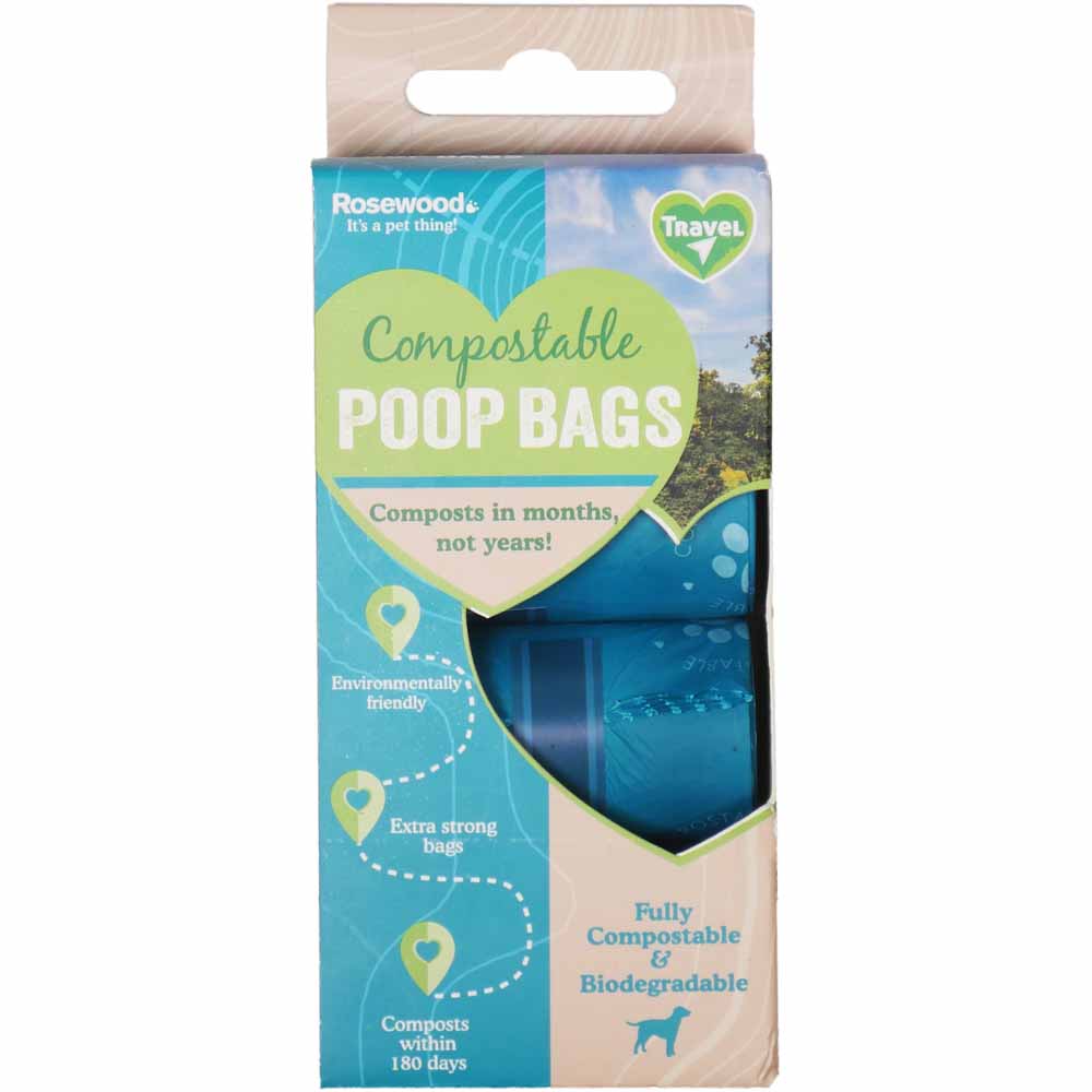 Rosewood Environmentally Friendly Compostable Poop Bags 4 Rolls Image 1