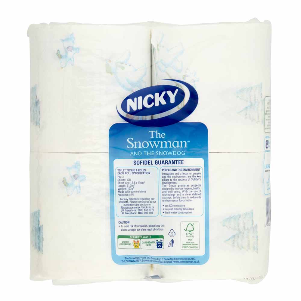 Nicky The Snowman and The Snowdog Toilet Tissue 4 Rolls 3 Ply Image 2