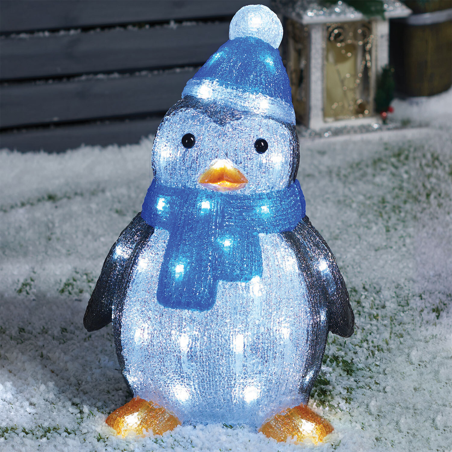 Silhouettes 50 White LED Acrylic Penguin Christmas Decoration Image 1