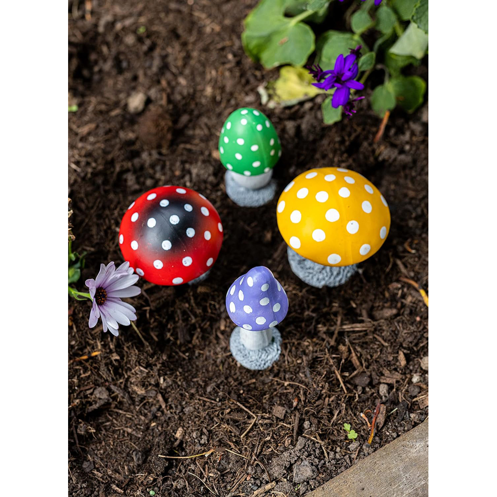 Marco Paul 8 Piece Multicolour Mushroom Garden Ornament Image 7