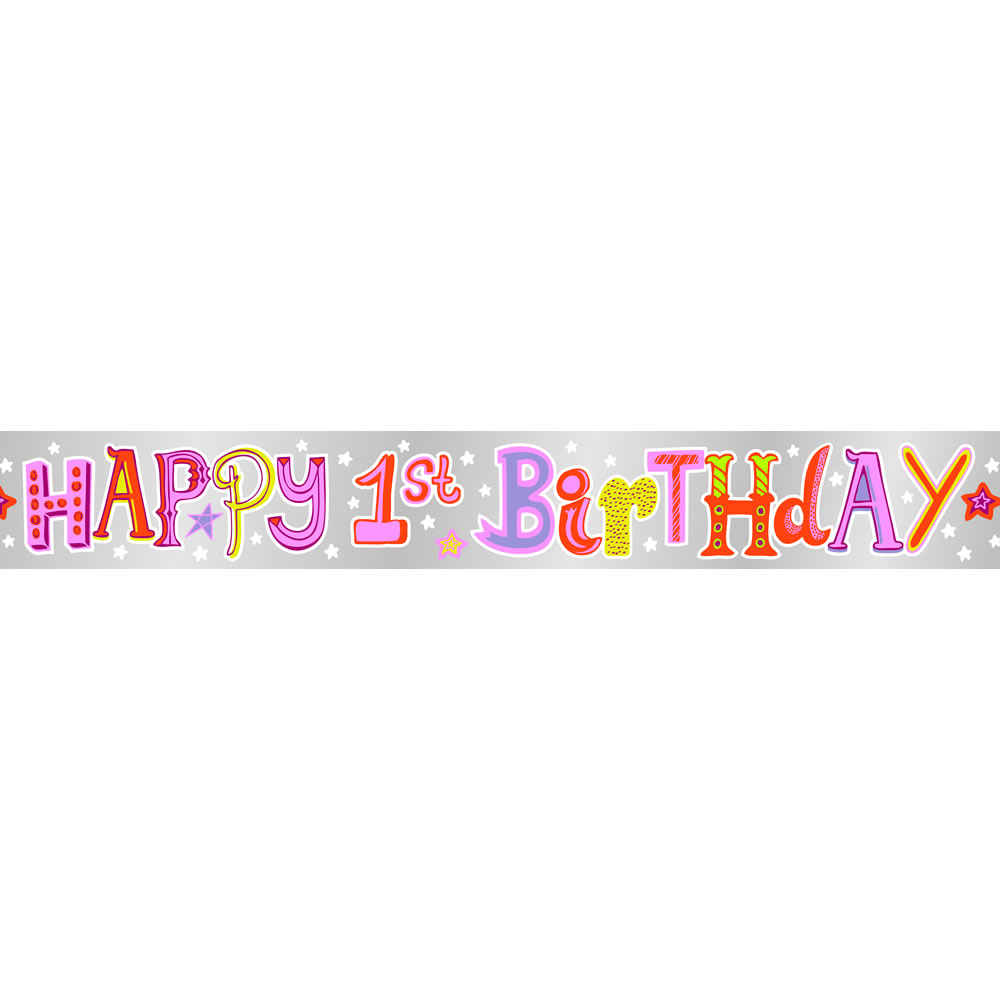 3.6m Pink Happy 1st Birthday Banner Image