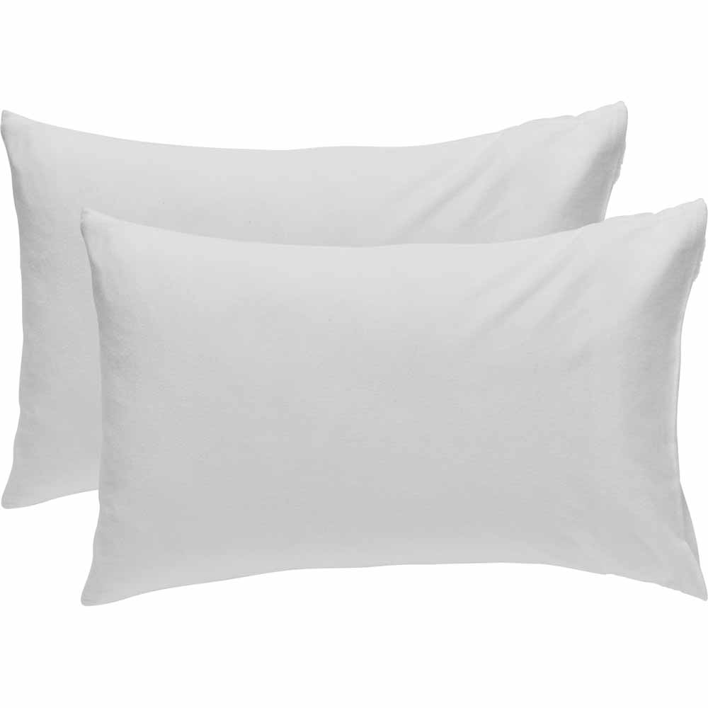 Wilko White Brushed Cotton Housewife Pillowcases 2 Pack Image 1