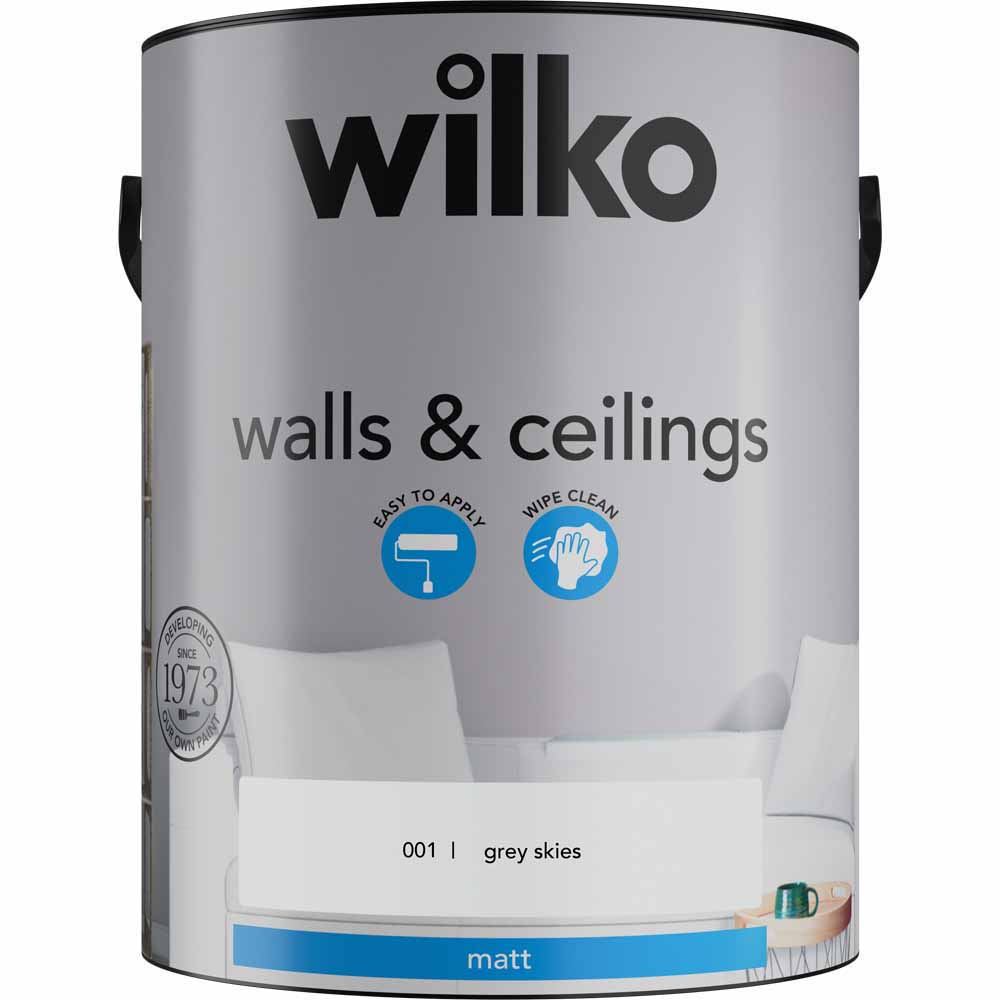Wilko 4 Rooms Magnolia Crushed Almond Grey Skies and Pure Brilliant White Paint Bundle Image 5