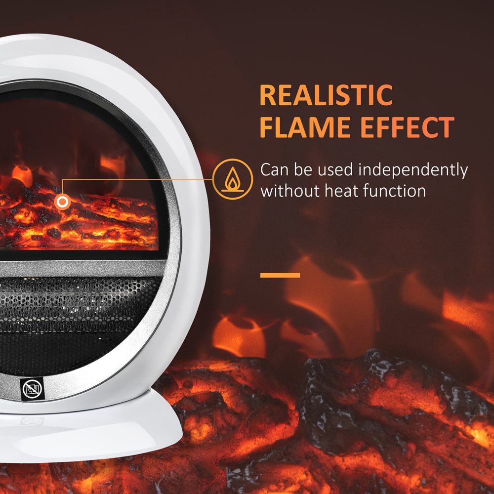 HOMCOM Ava White Rotatable Electric Fireplace Heater 1500W Image 5