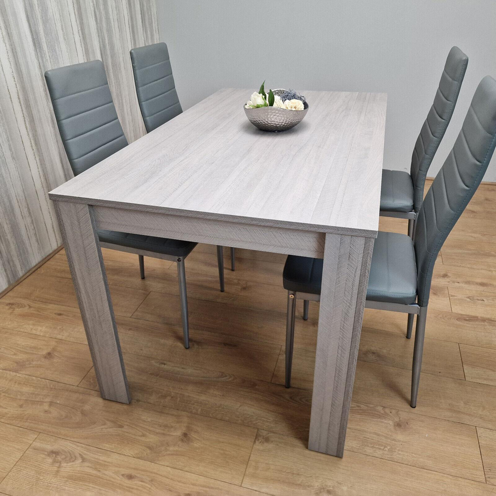 Kosy Koala 4 Seater Faux Leather Arrow Design Rectangular Dining Set Grey Image 4