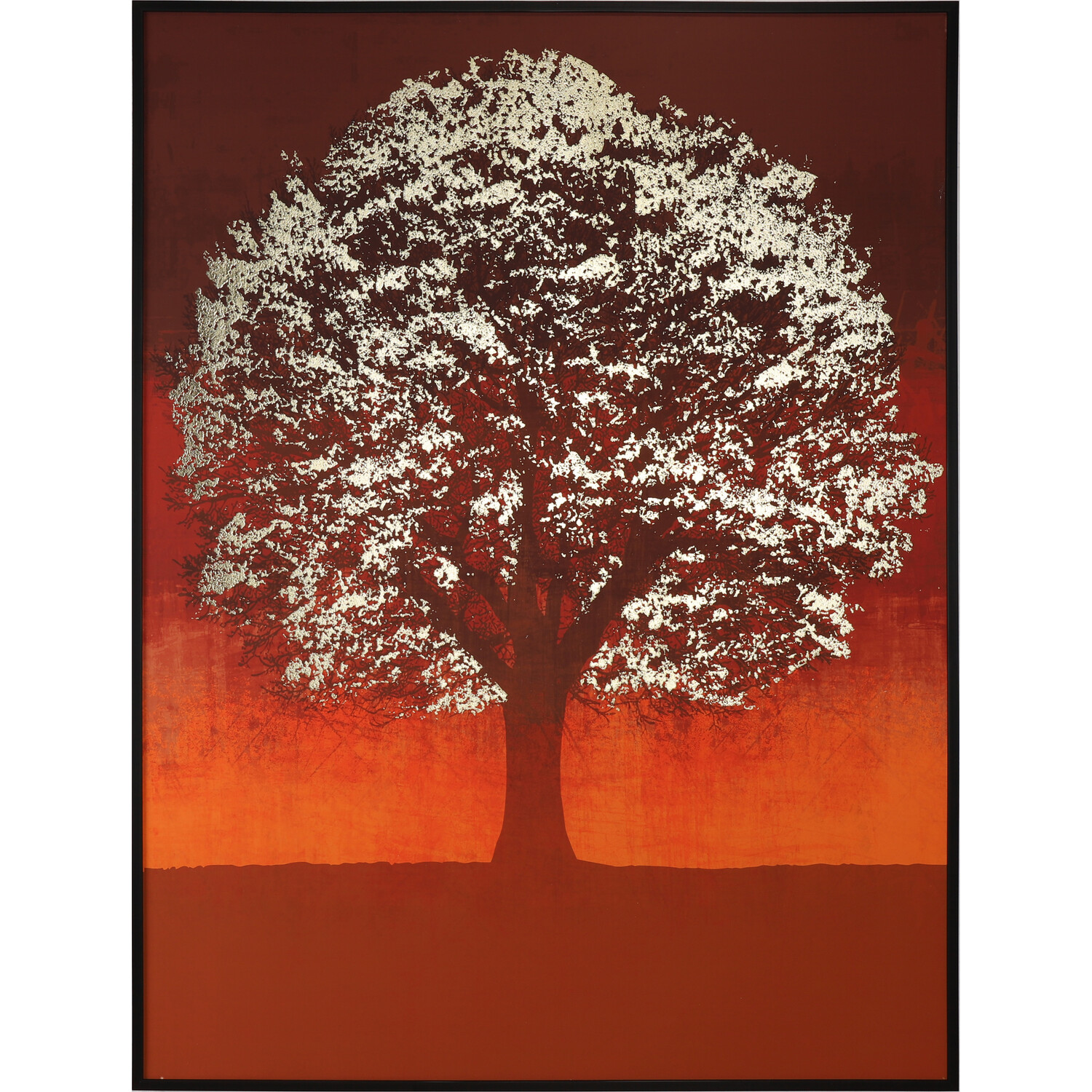 Sunset Foiled Tree Framed Canvas - Orange Image 1