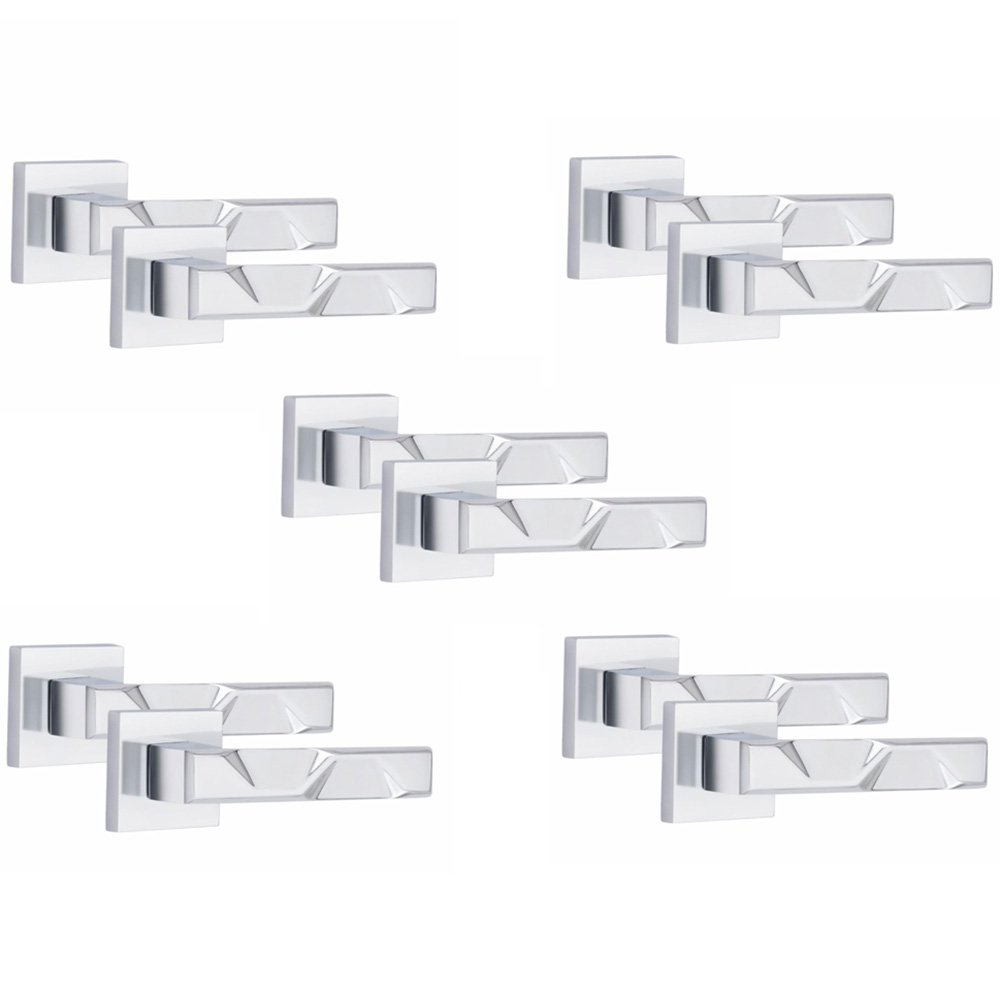 Golden Grace Polished Chrome Modern Nova Premium Door Handle Set 5 Pack Image 1