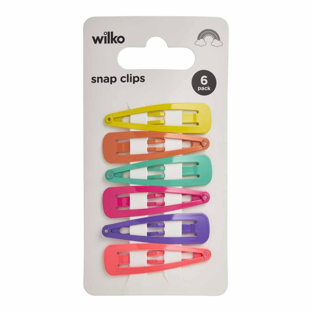 Wilko Kids Bright Snap Clips 6 Pack Image 2