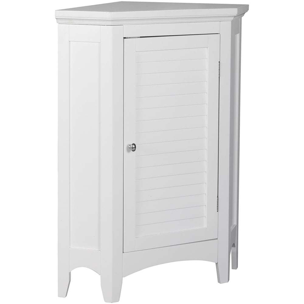 Teamson Home Glancy Single Door White Wooden Corner Stand Floor Cabinet Image 3
