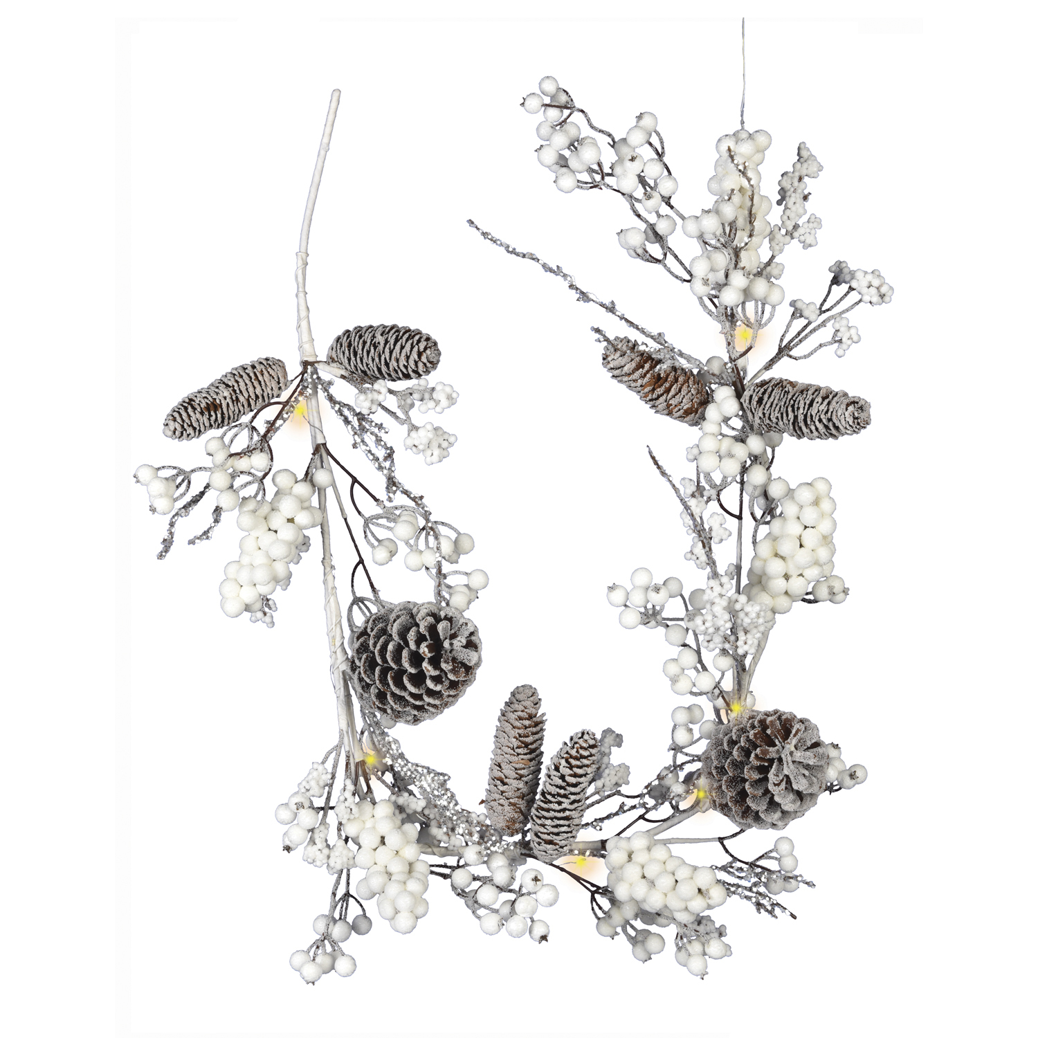 Christmas White Berry and Pinecone Garland 150cm Image 1