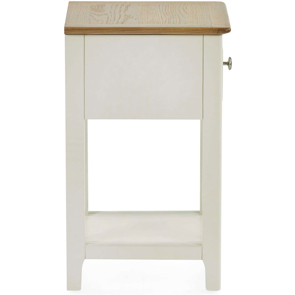 Julian Bowen Somerset Single Drawer Single Shelf White and Oak Compact Bedside Table Image 5