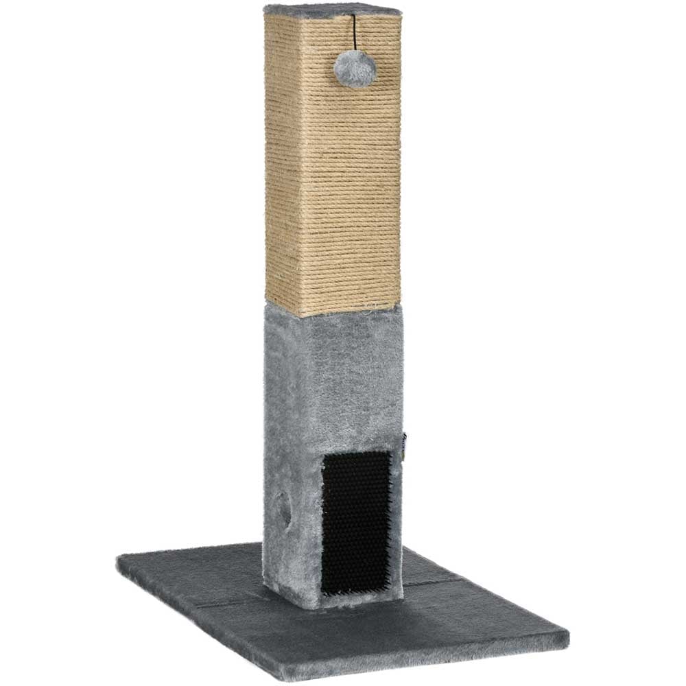 PawHut Cat Scratching Post Scratcher Climber w/ Carpet Base Hanging Toy - Grey Image 1