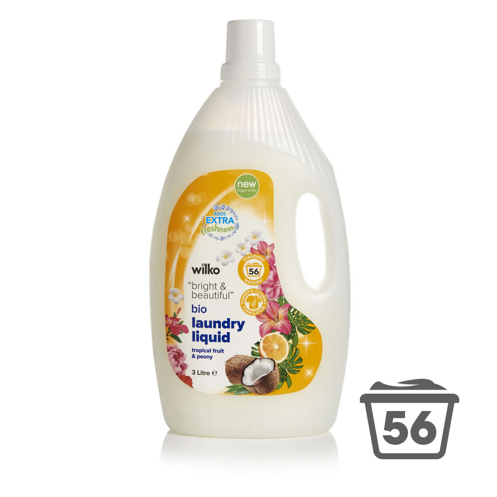 Wilko Bio Tropical Fruit and Peony Liquid Detergent 56 Washes 3L Image