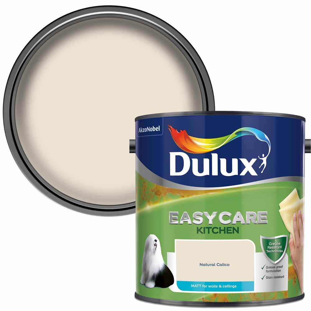 Dulux Easycare Kitchen Walls & Ceilings Natural Calico Matt Emulsion Paint 2.5L Image 1