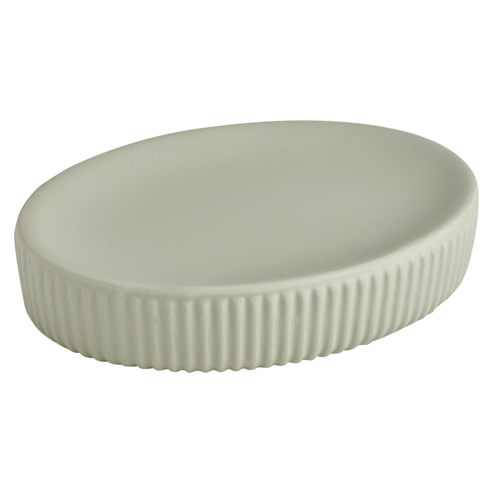 Wilko Ribbed Soap Dish Sage Green Wilko