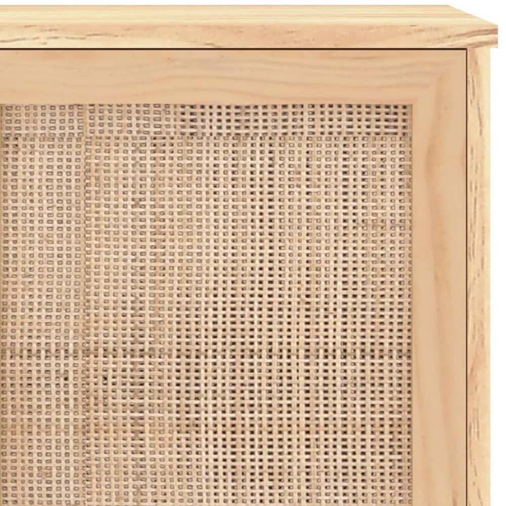 vidaXL 2 Door 3 Open Shelf Solid Wood Pine and Natural Rattan Sideboard Image 6