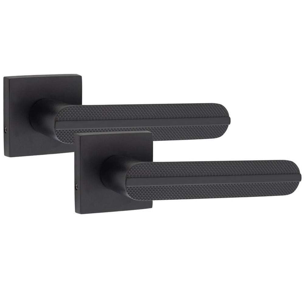 Golden Grace Matt Black Modern Lima Euro Lock Handle Set Image 2