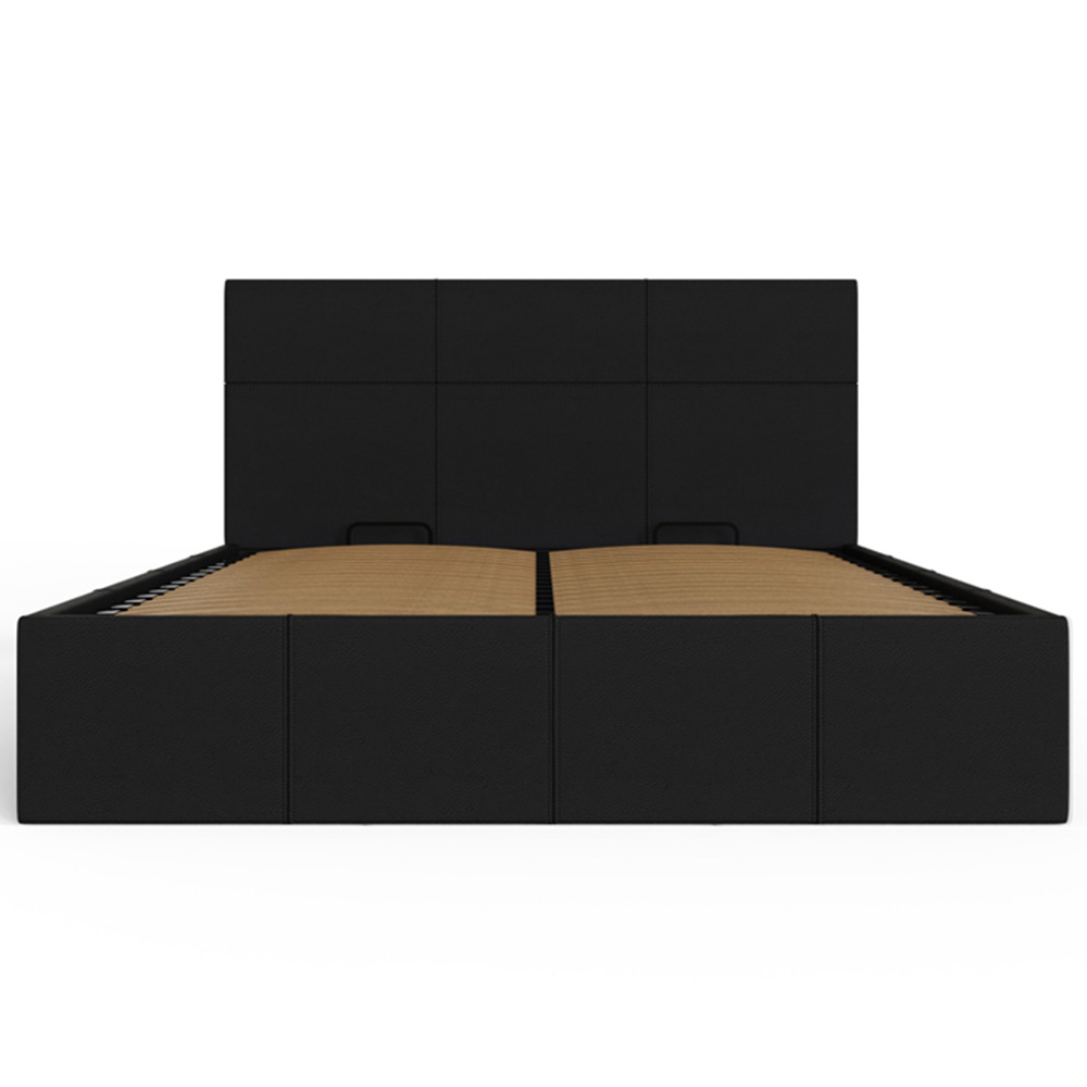 GFW Small Double Black Faux Leather Side Lift Ottoman Bed with Bonnell Mattress Image 4