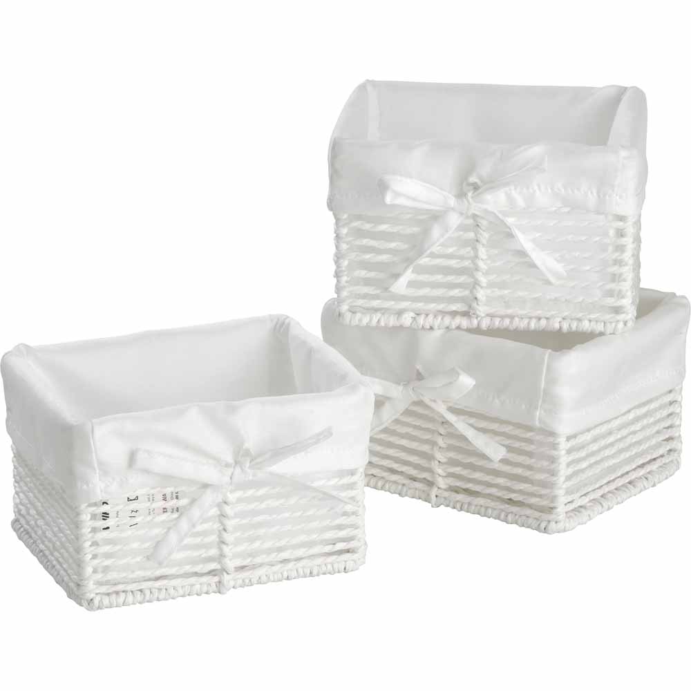 Wilko White Paper Rope Baskets 5 Pack Image 5