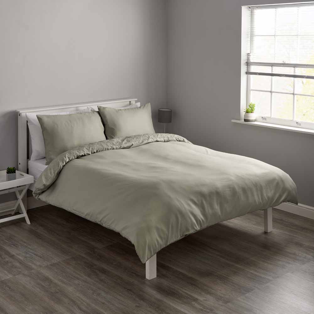 Wilko Double Sage Emboss Geo Duvet Cover Set Wilko