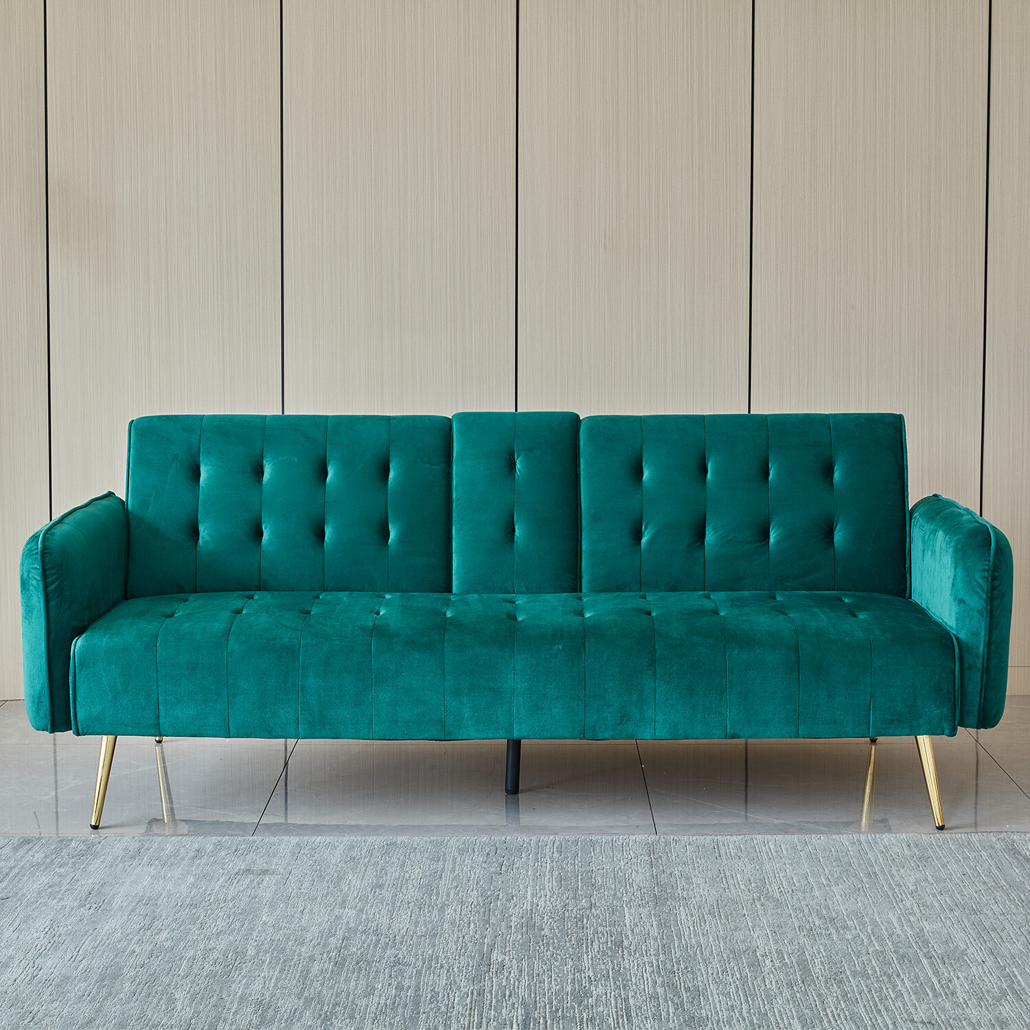 Emerald 3 Seater Green Sofa Bed Image 1