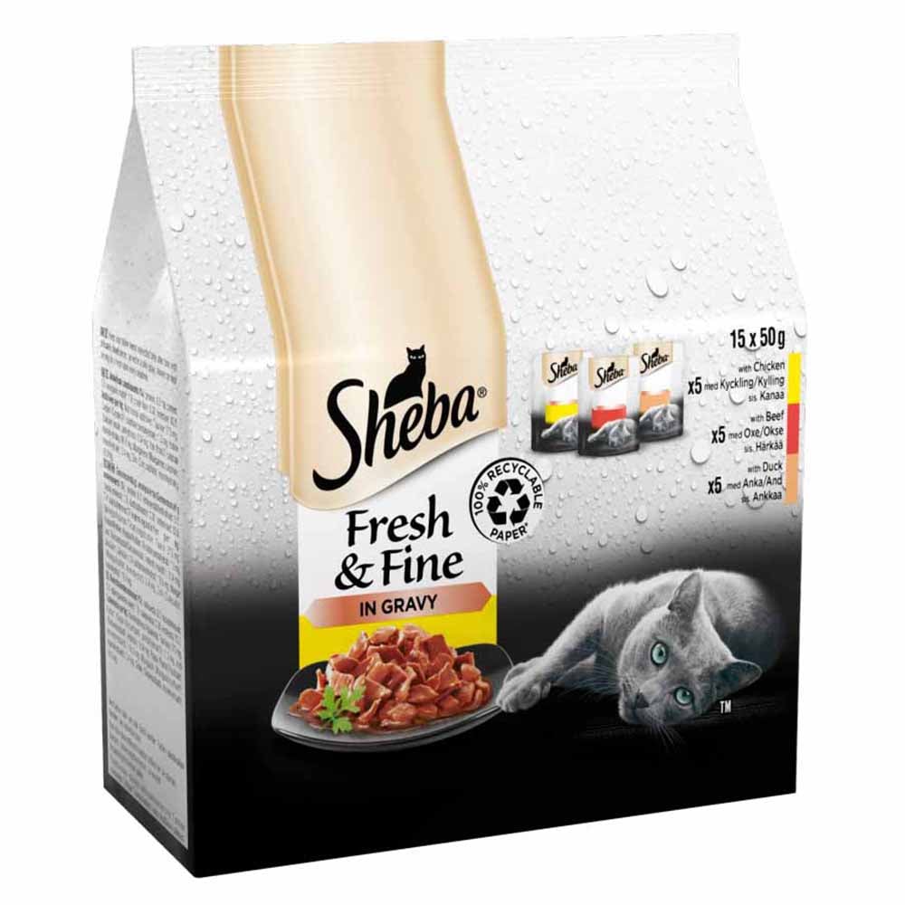 Sheba Fresh and Fine Meaty Pieces in Gravy Wet Cat Food Pouches 50g Case of 3 x 15 Pack Image 4
