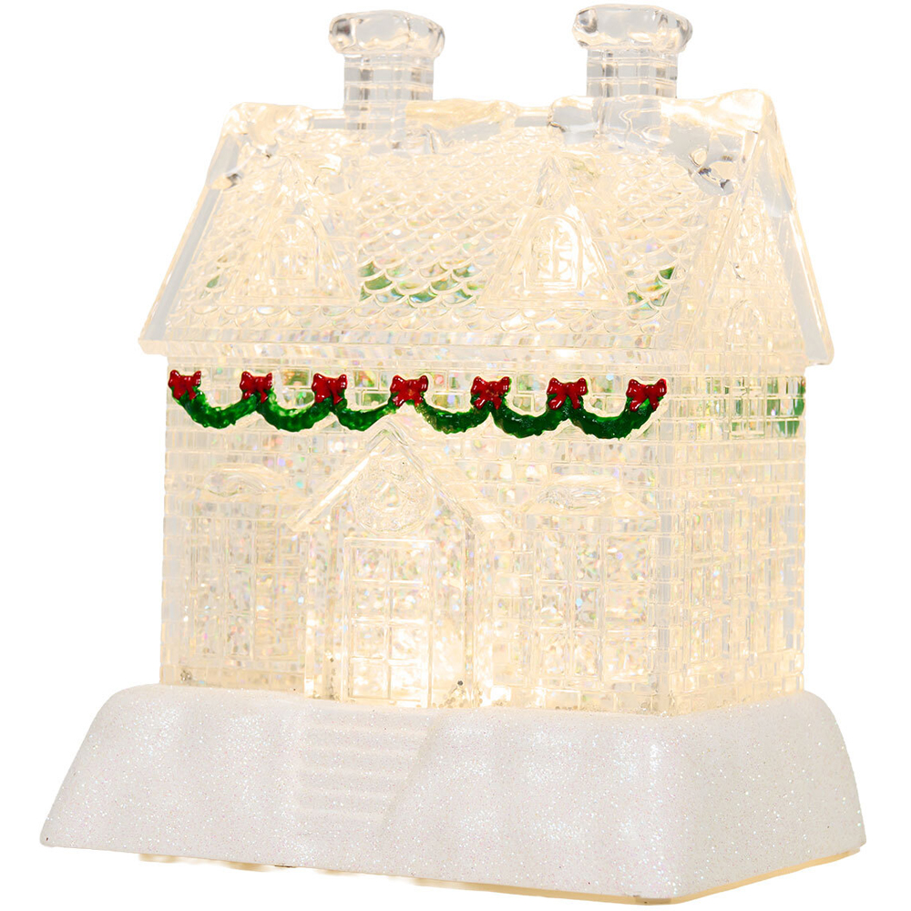 Glitter Spinning LED Christmas Cottage Ornament Clear Image 4