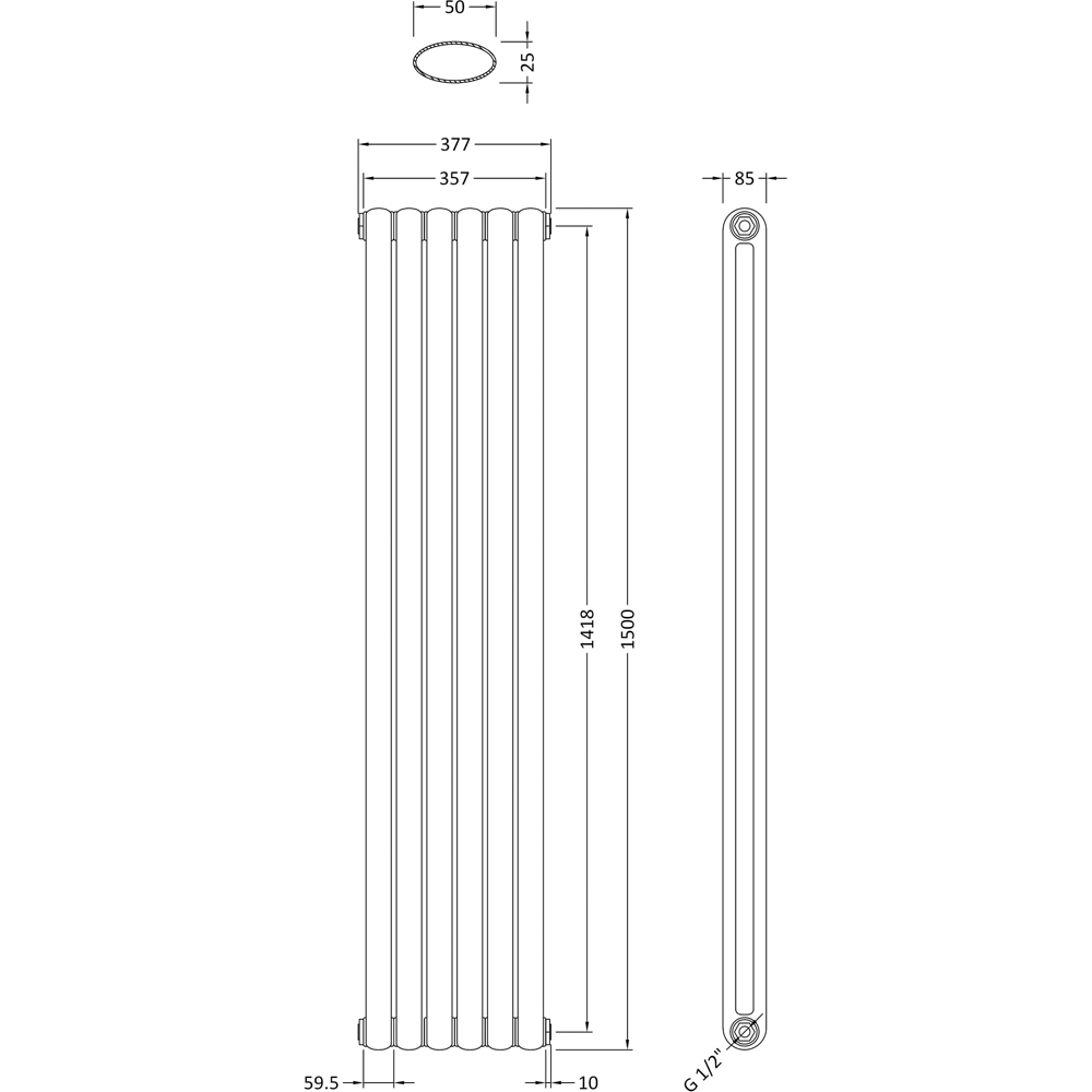 nuie Salvia Anthracite Radiator 1500 x 383mm Image 3