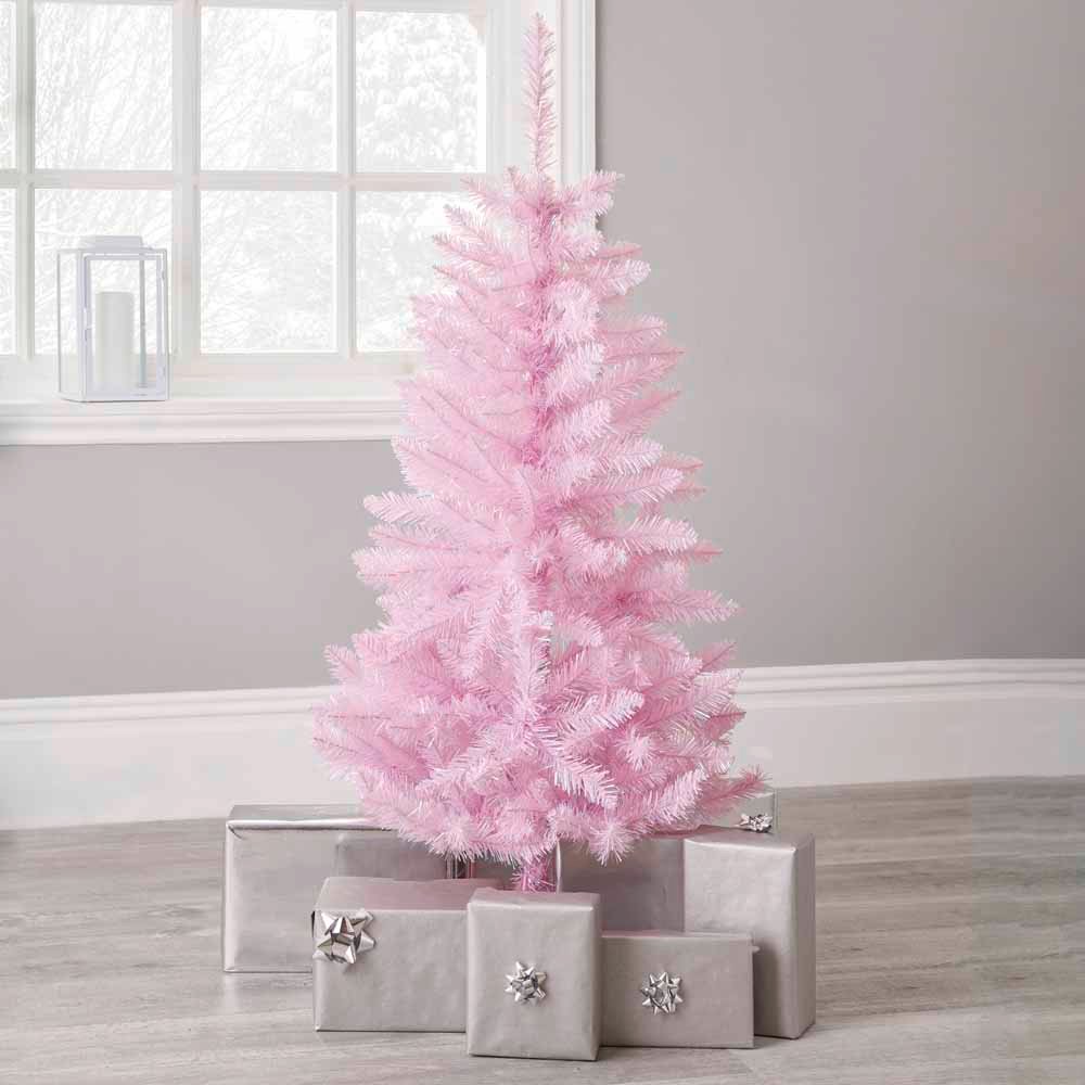 Wilko 4ft Pink Artificial Christmas Tree   Image 5