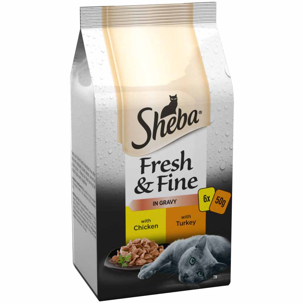 Sheba Fresh & Fine Cat Food Pouches Poultry in Gravy 6 x 50g Image 3