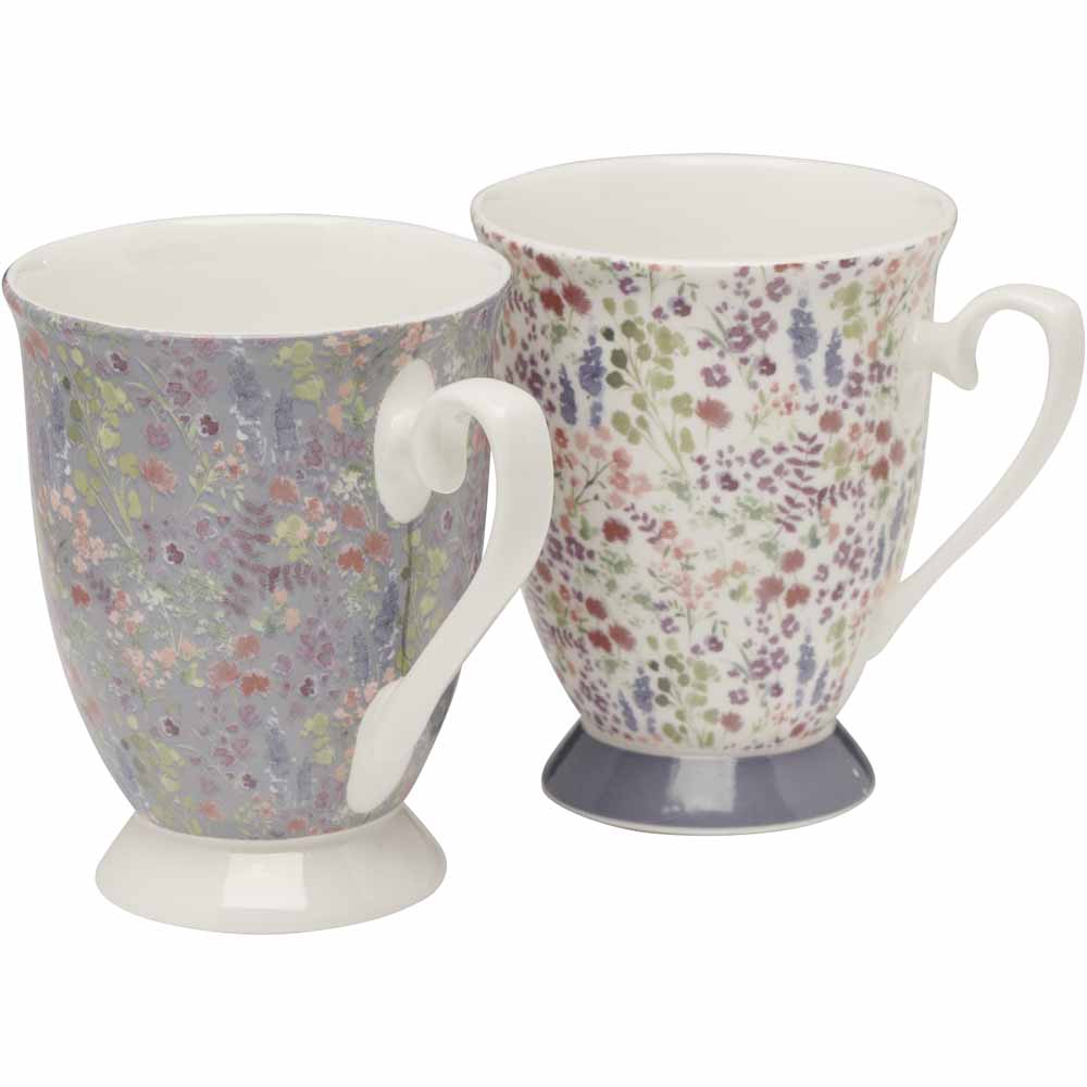 Wilko White Tall Ditsy Floral Print Footed Mug Image 5