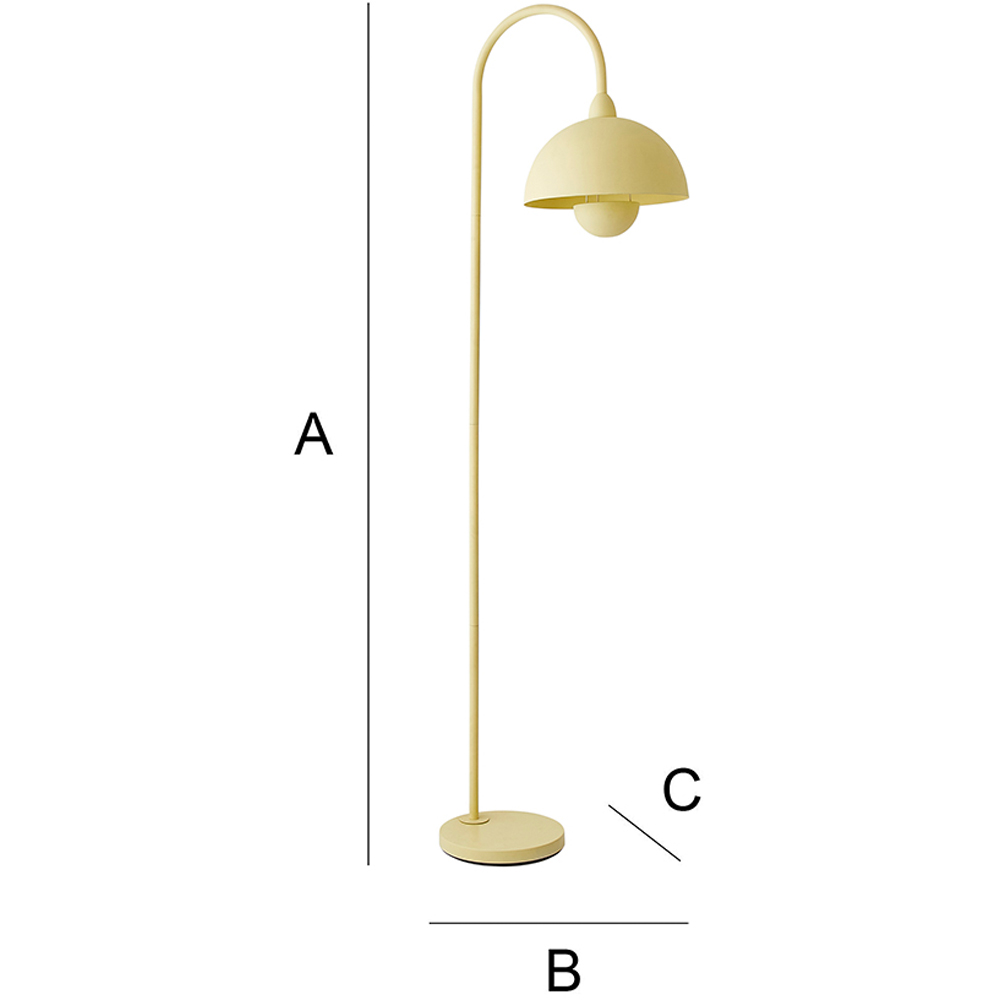 ValueLights Tilly Pastel Lemon Arched Dome Shade Metal LED Floor Lamp Image 8