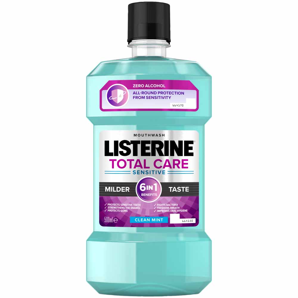 Listerine Total Care Sensitive Clean Mint Mouthwash 500ml Wilko