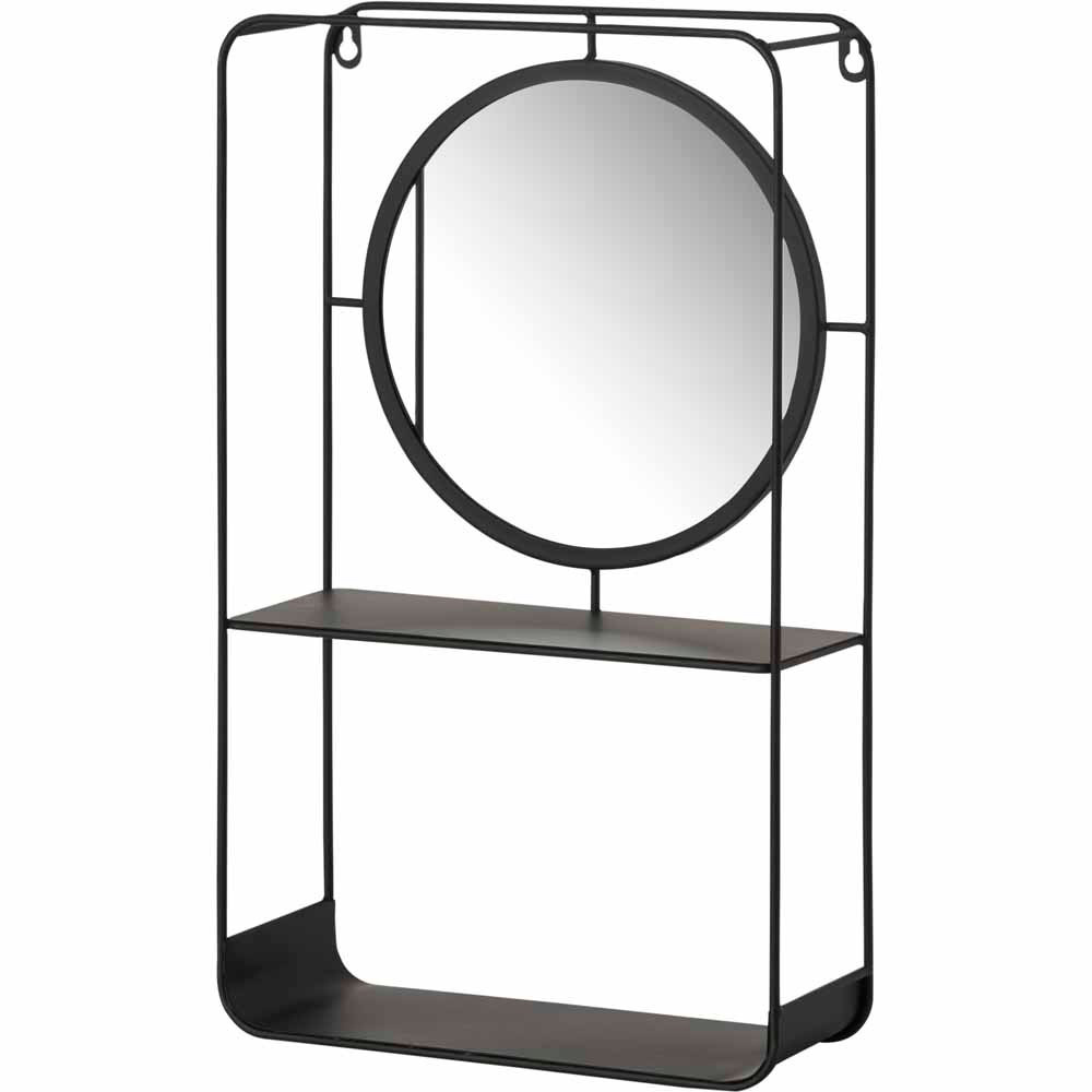 Wilko Black Shelving Mirror Unit Wilko