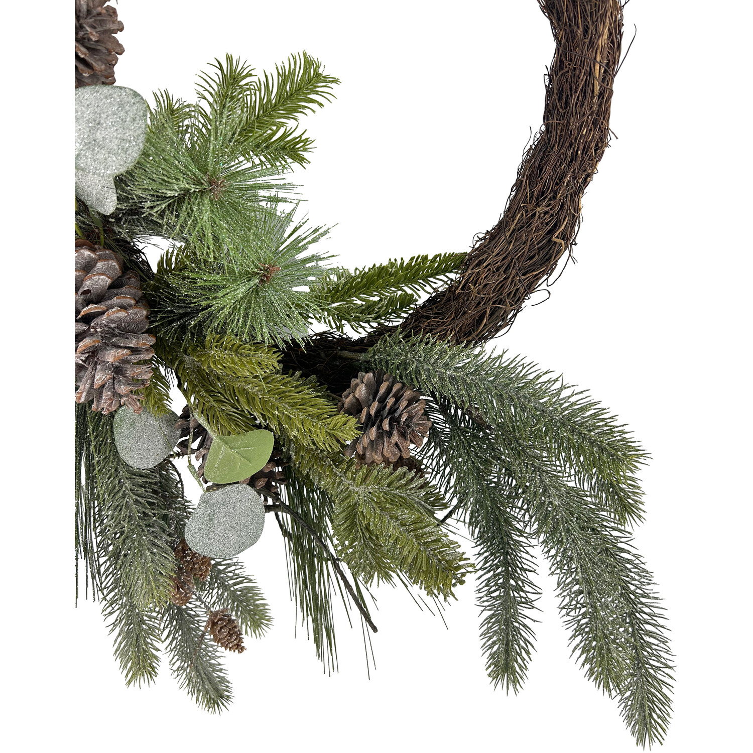 Twiggy Eucalyptus Half Wreath Green and Brown Image 3