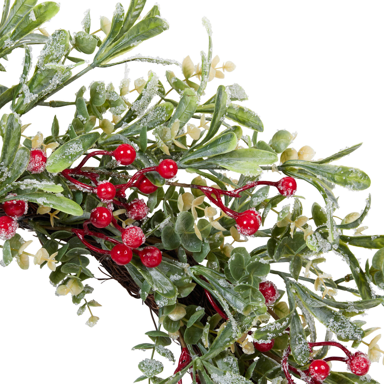 Iced Mistletoe and Red Berry Wreath - Green Image 3