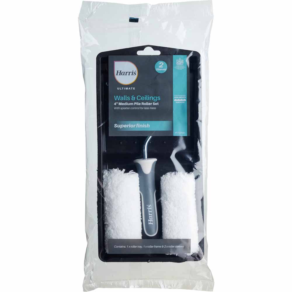 Harris Ultimate Wall and Ceiling Roller Set 4in Wilko