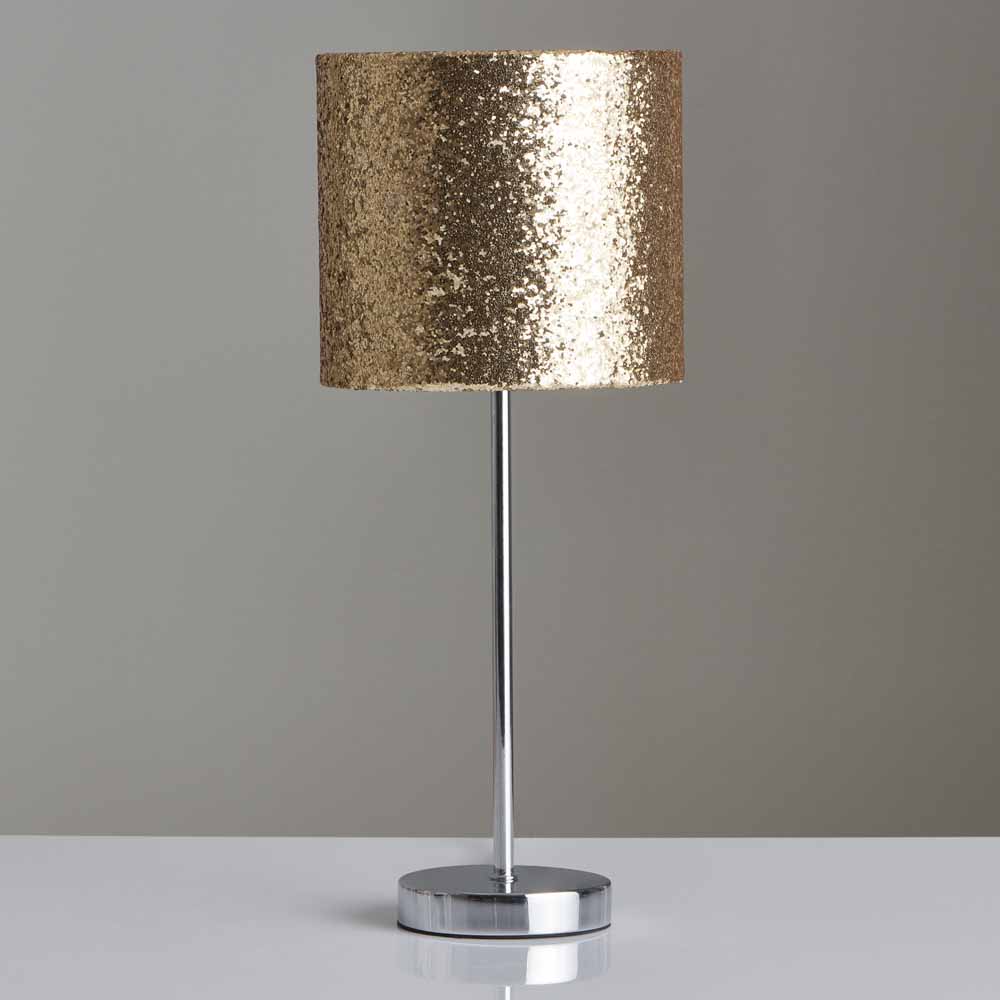 Wilko Milan Gold Glitter Table Lamp, Glitter Table Lamp Shades