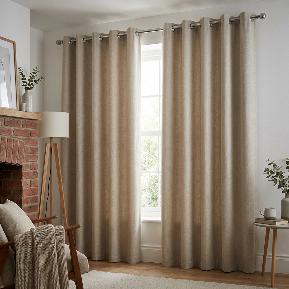Taylor Blackout Eyelet Curtains - Natural / 229cm Image 1