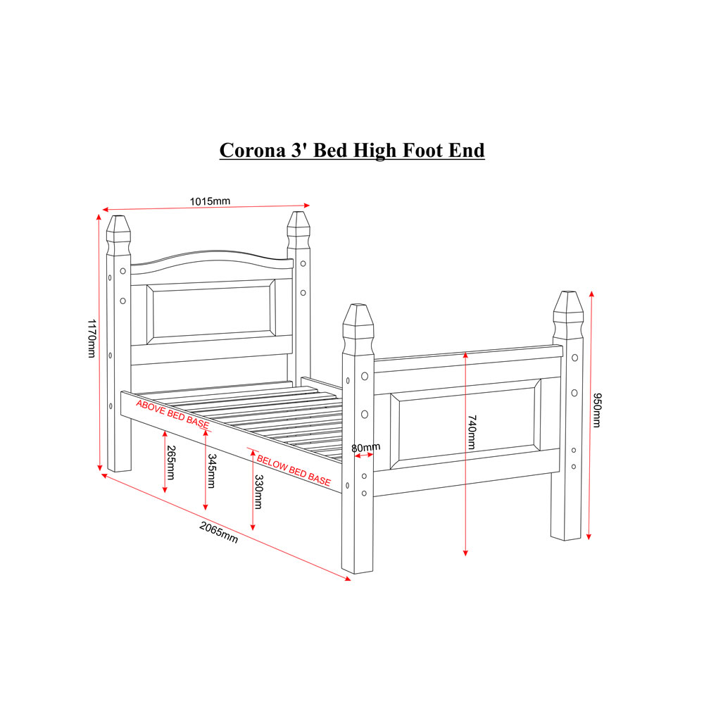 Corona High Foot End Single Bed Frame Image 2