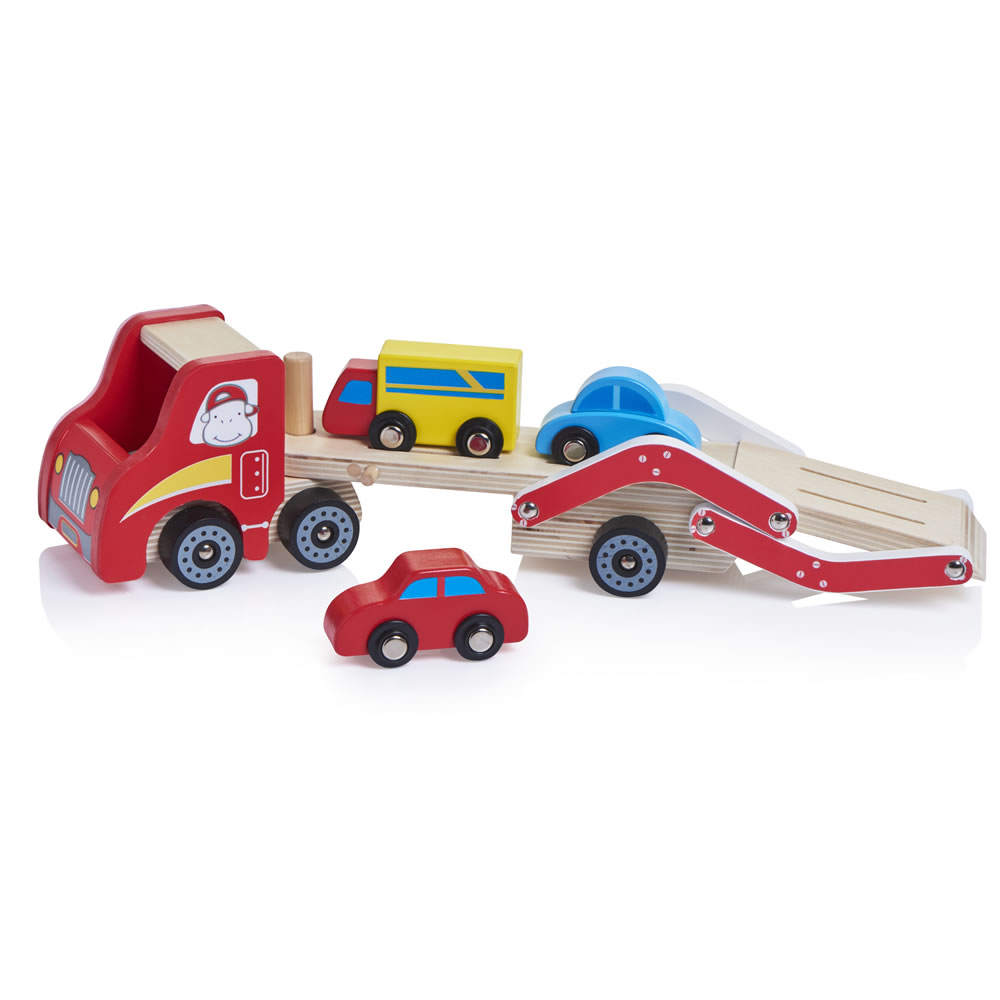 Wilko Wooden Car Transporter Multicolour 18 Months And Above Pack 4 Image 2
