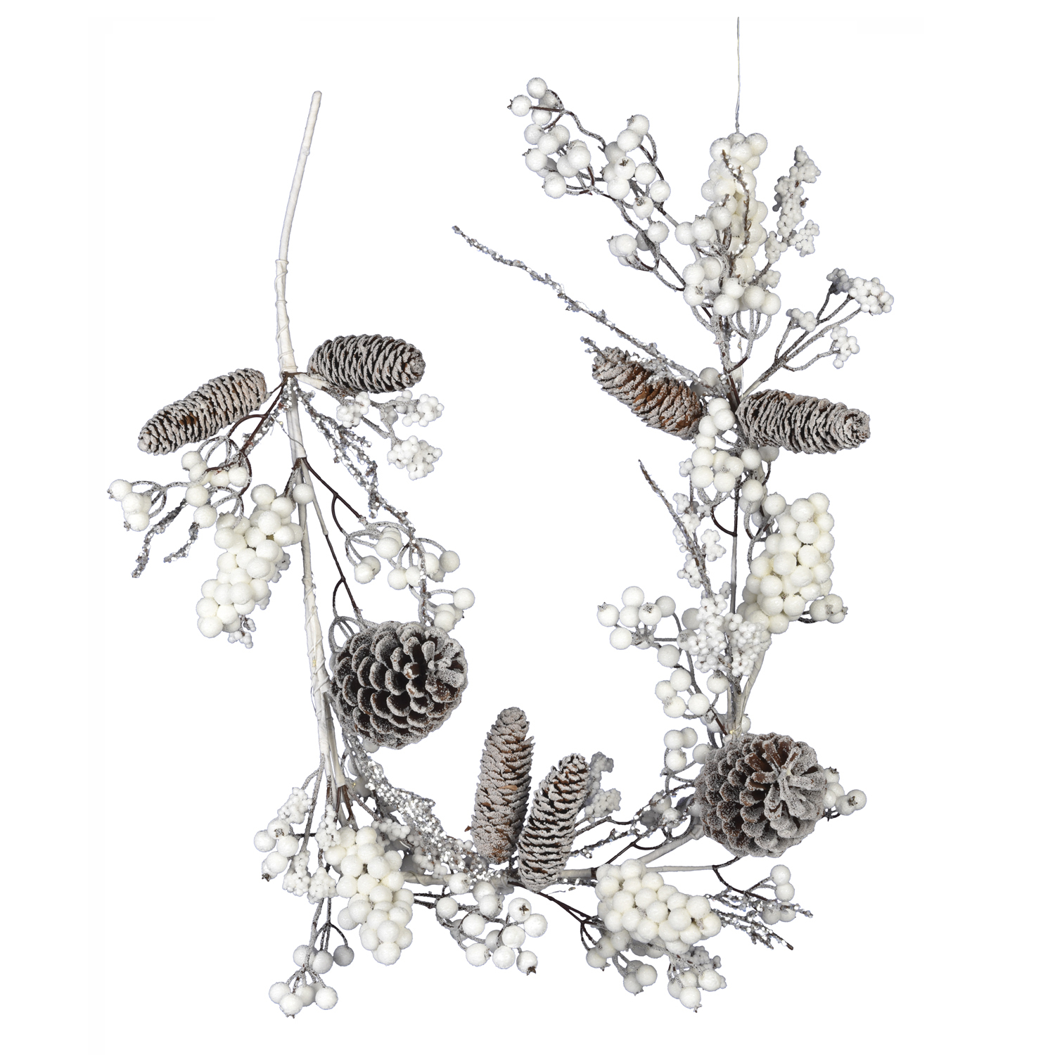 Christmas White Berry and Pinecone Garland 150cm Image 2