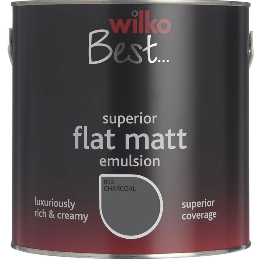 Wilko Best Charcoal Flat Matt Emulsion Paint 2.5L Image 1