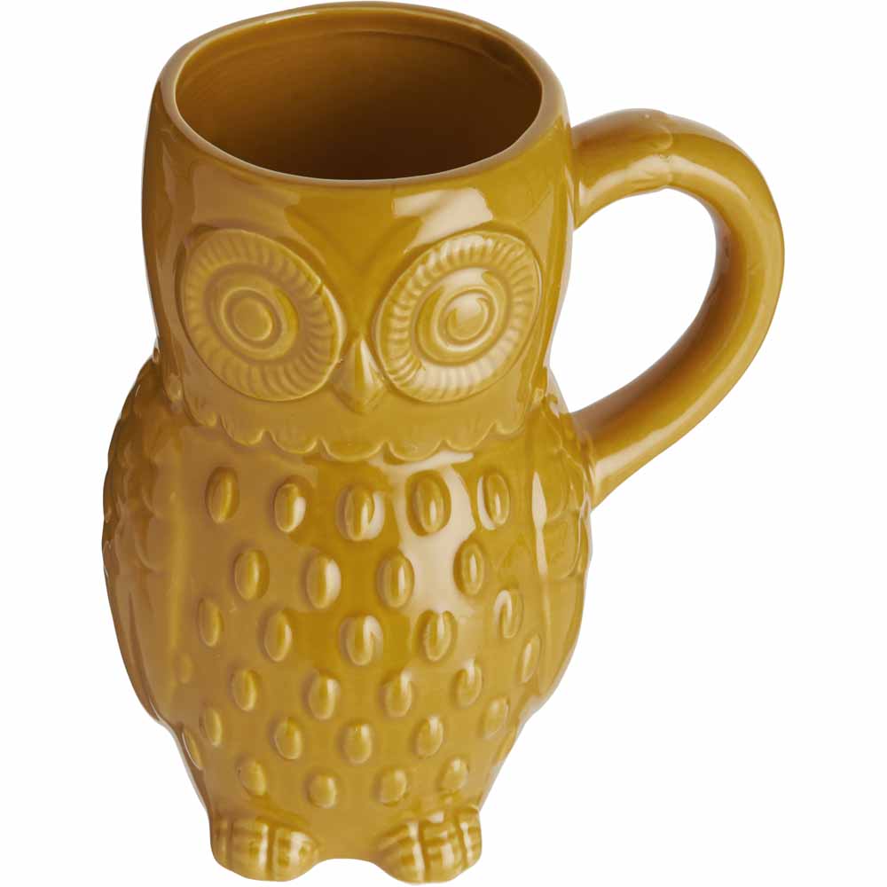 Wilko Homespun Mustard Ceramic Owl Jug Image 2