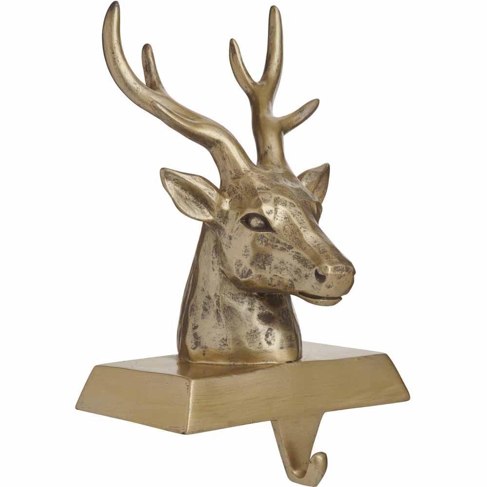 Wilko Rococo Gold Stag Head Christmas Stocking Holder Image 1