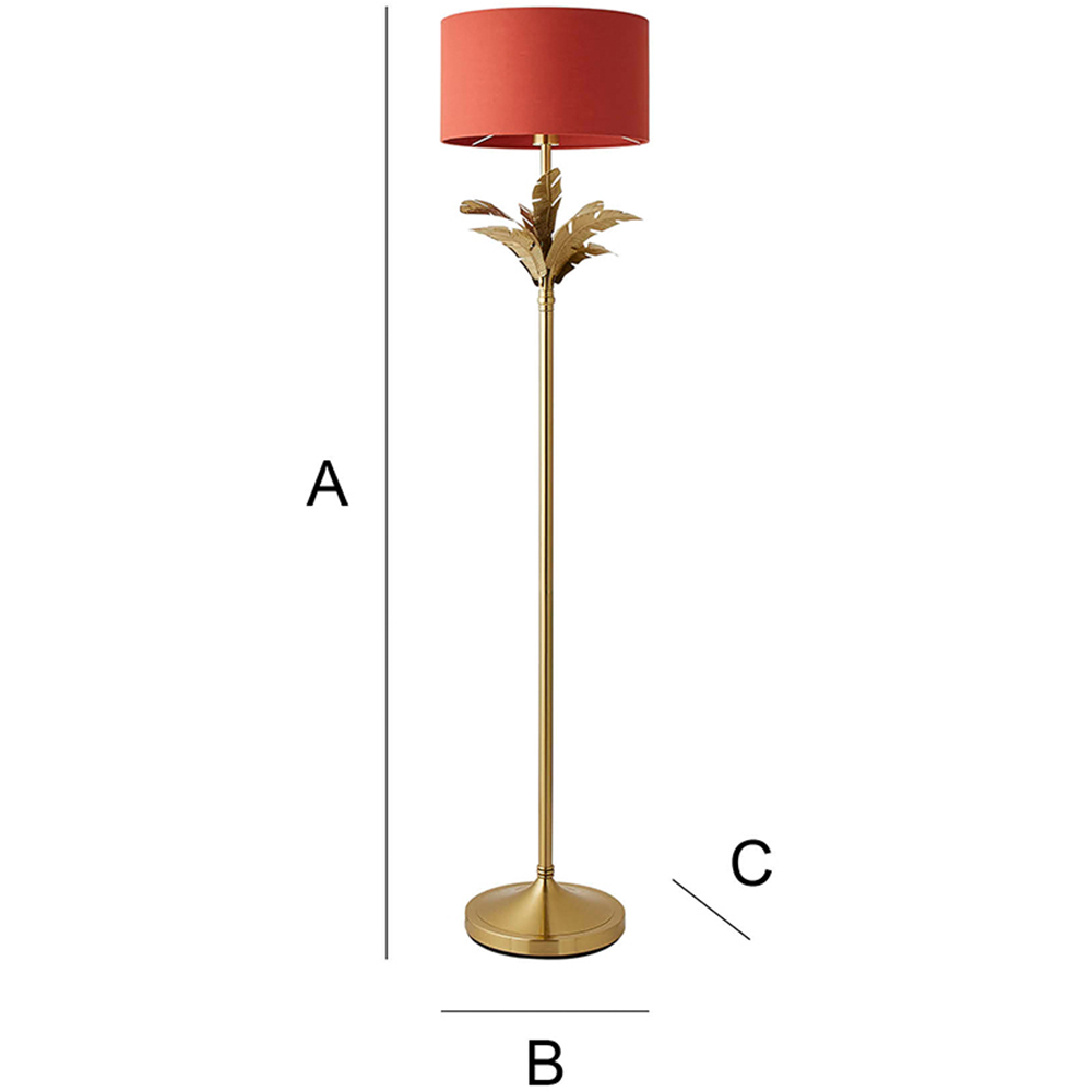 ValueLights Christina Rust Red and Gold Palm Leaf Single Stem Floor Lamp and Bulb Image 7