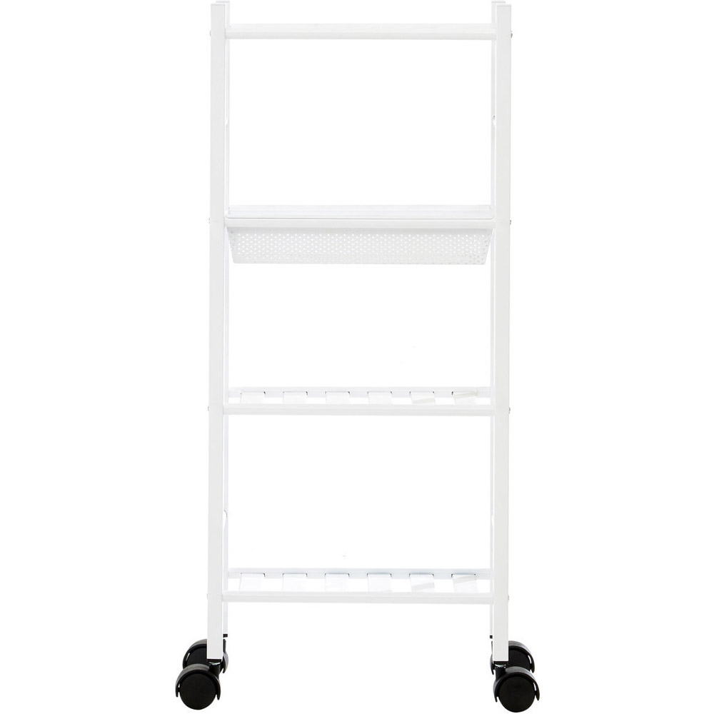 Dara 4-Tier White Trolley with Basket Image 2