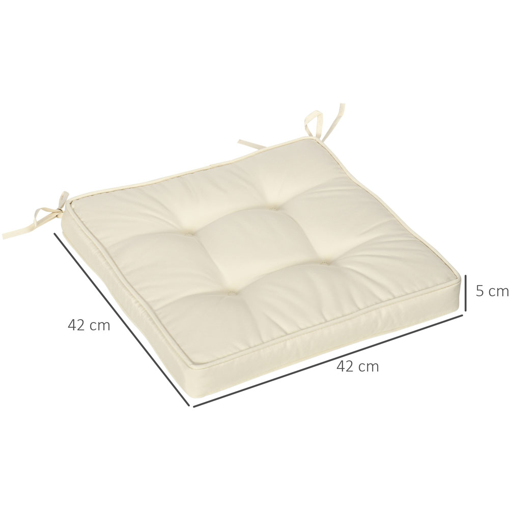 Outsunny Cream Seat Cushion with Ties 42 x 42cm Image 5
